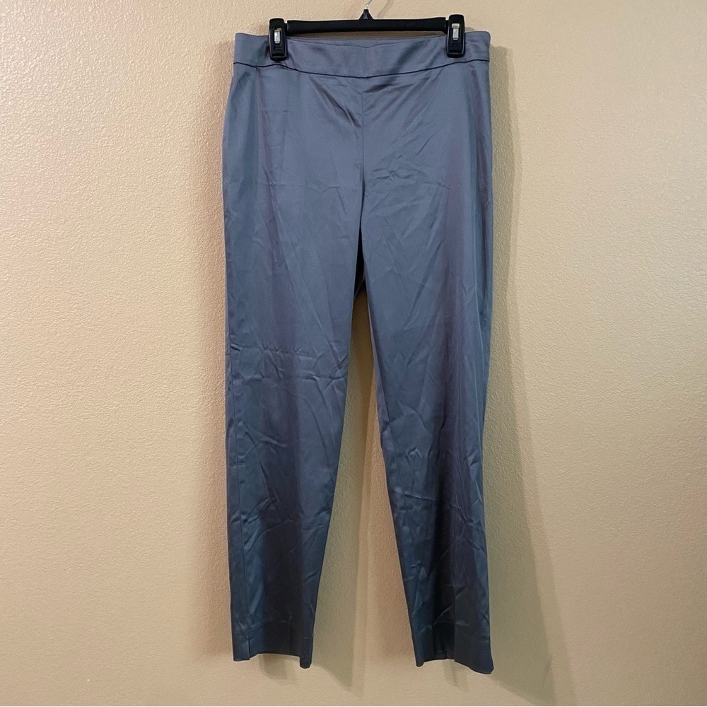 Talbots New Size 8 Metallic Silver Gray Satin Curvy Fit Split Hem Ankle Pants